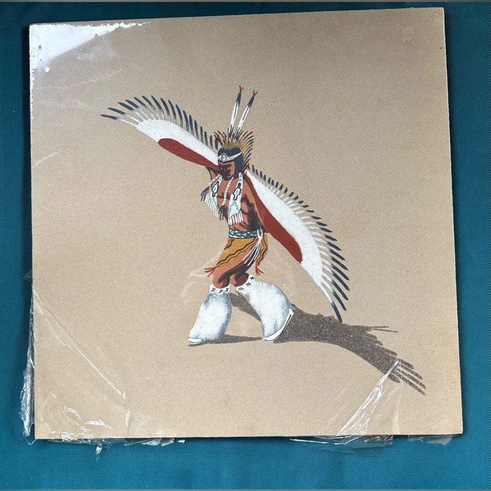 New Native American “Eagle Dancer”Sand Art signed by artist Lorenzo Sandman.